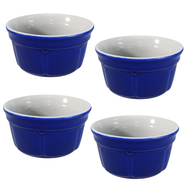 Pack 4 bowl de Cerámica -apto p/horno - 9cm diámetro - BL/AZ - R055 | Lider