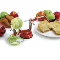 Norpro Cortador Y Pelador Multifuncional Para Manzanas Con Base De Vacío Rojo