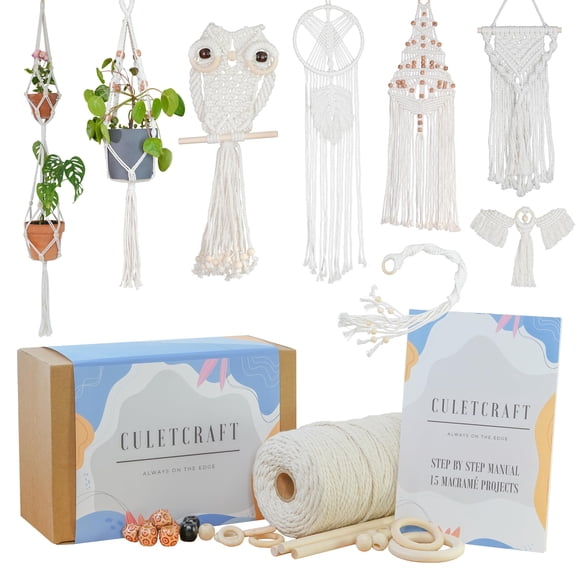 Kit de macramé CULETCRAFT 153 piezas 15 proyectos 150 m de cordón