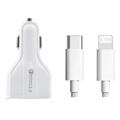 Genérico - Adaptador Cargador Auto Celular + Cable Usb-C To Lightning