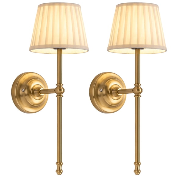 Juego de 2 apliques de pared inalámbricos KDG con batería de 5200 mAh, color dorado