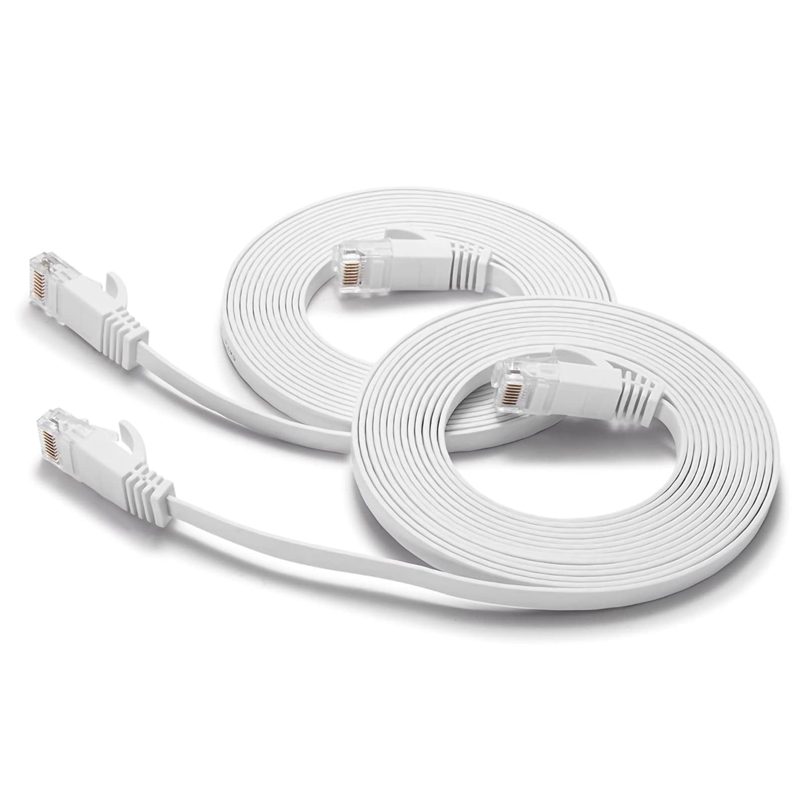 Cable Ethernet Busohe Cat6, 15 Pies, 2 Unidades, Blanco Plano, Rj45