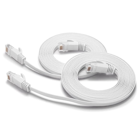 Cable Ethernet BUSOHE Cat6 plano de 1,8 m, paquete de 2, blanco