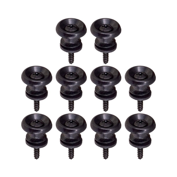 10x clavijas de bloqueo de correa de guitarra, botón final en apariencia de hongo para bajo eléctrico clásico acústico, ukelele de guitarra , negro