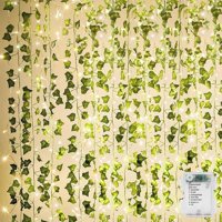 Guirnalda De Hiedra Artificial Kaszoo De 84 Pies Con Cadena De 80 Luces Led