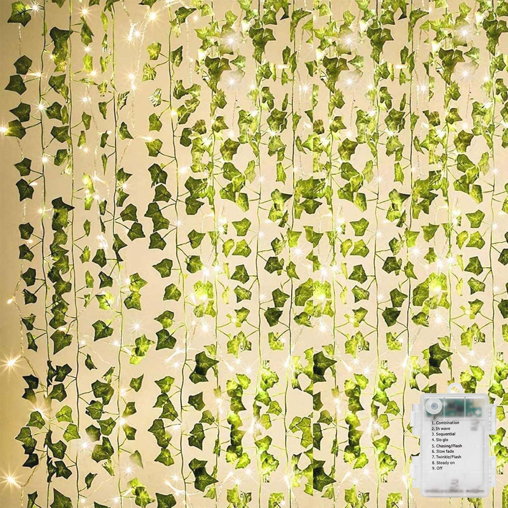 Guirnalda De Hiedra Artificial Kaszoo De 84 Pies Con Cadena De 80 Luces Led