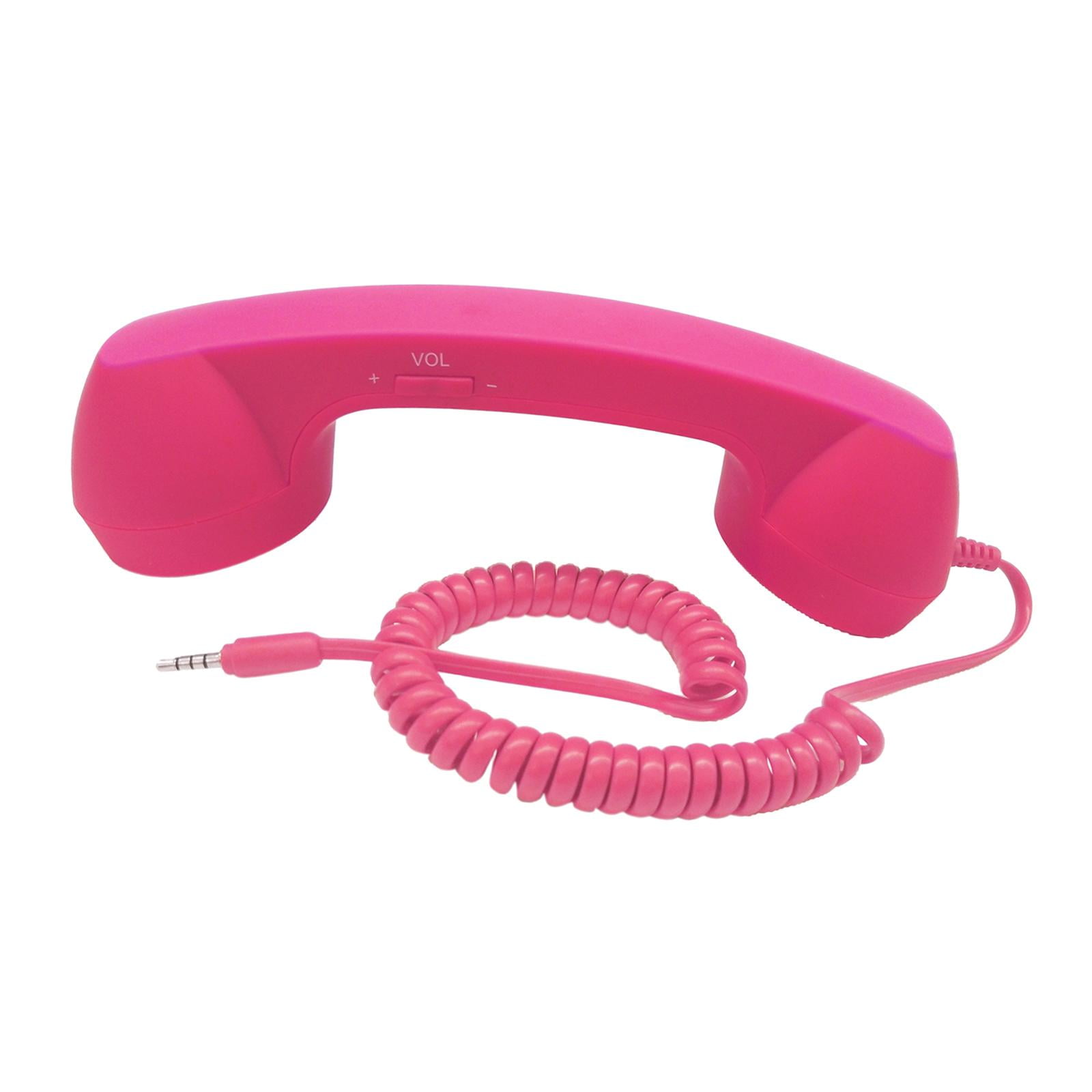 Magideal - Auricular De Teléfono Celular Vintage /3.5mm /comfort/ Classic/ Mini Receptor De Teléfono Celular Micrófono Altavoz Teléfono Celular Teléfono Intelige Rosa Roja