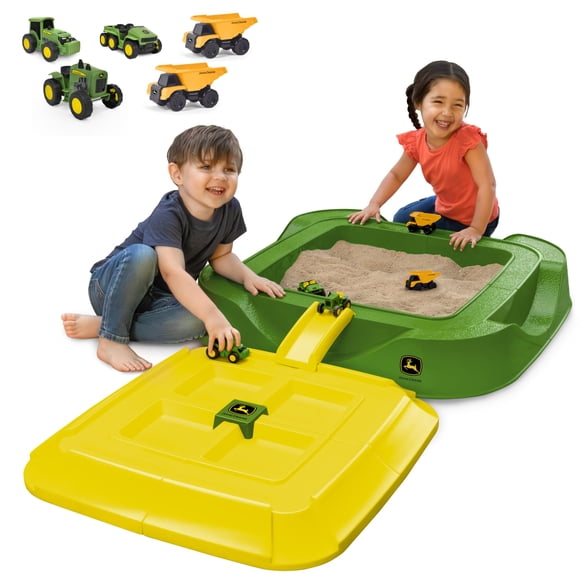 Set Sandbox John Deere con funda protectora y 5 camiones