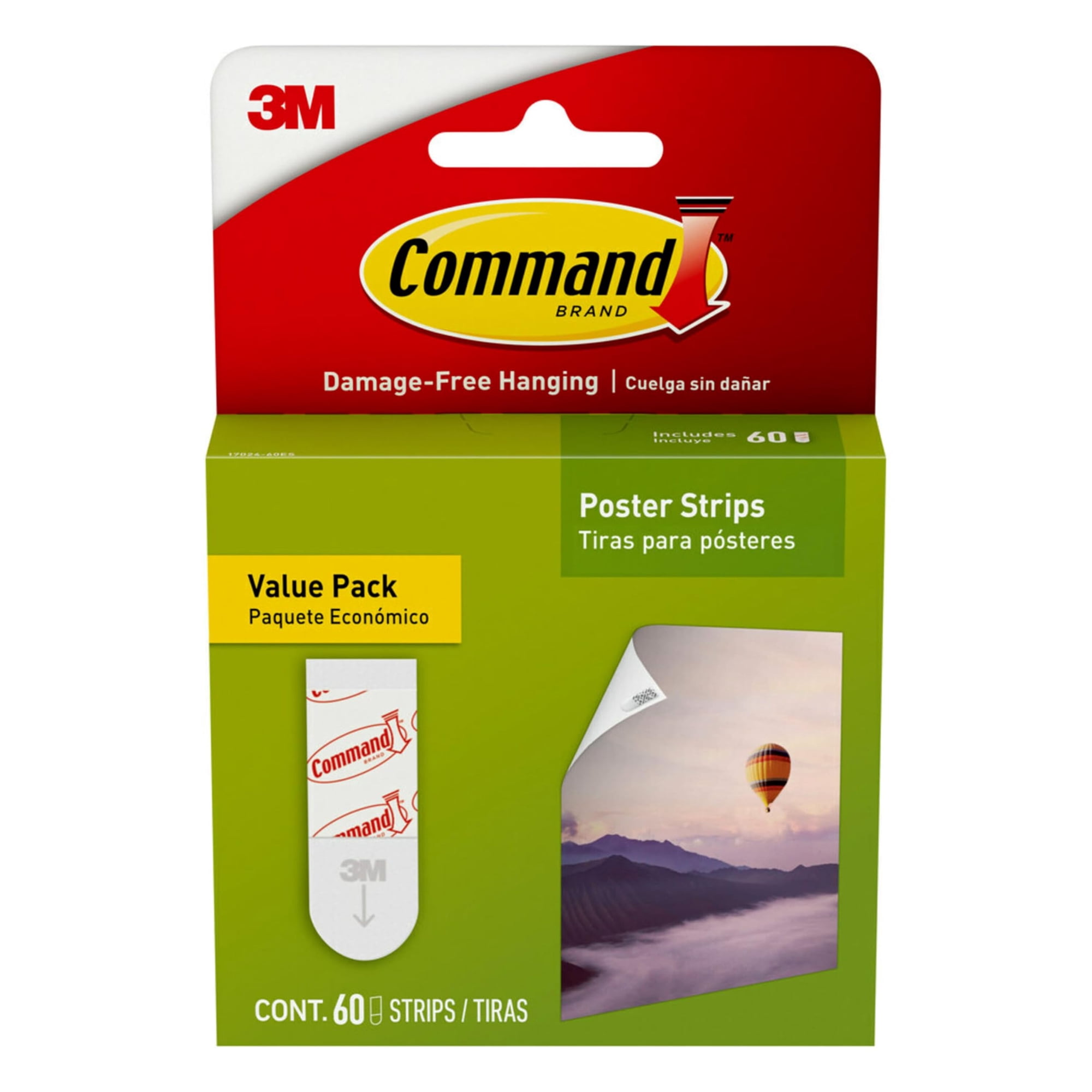 Tiras Adhesivas Para Pósters Command, Paquete De 60, Blancas, Sin Daños