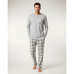 Likeshop - Pijama Hombre Manga Larga Pantalon Largo Verano 4026