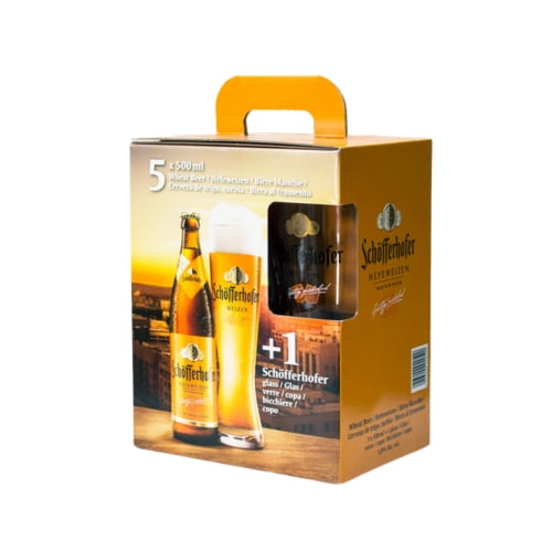 Schofferhofer - Pack Cerveza 1 Vaso + 5 Botellas Schöferhoffer 500 Cc