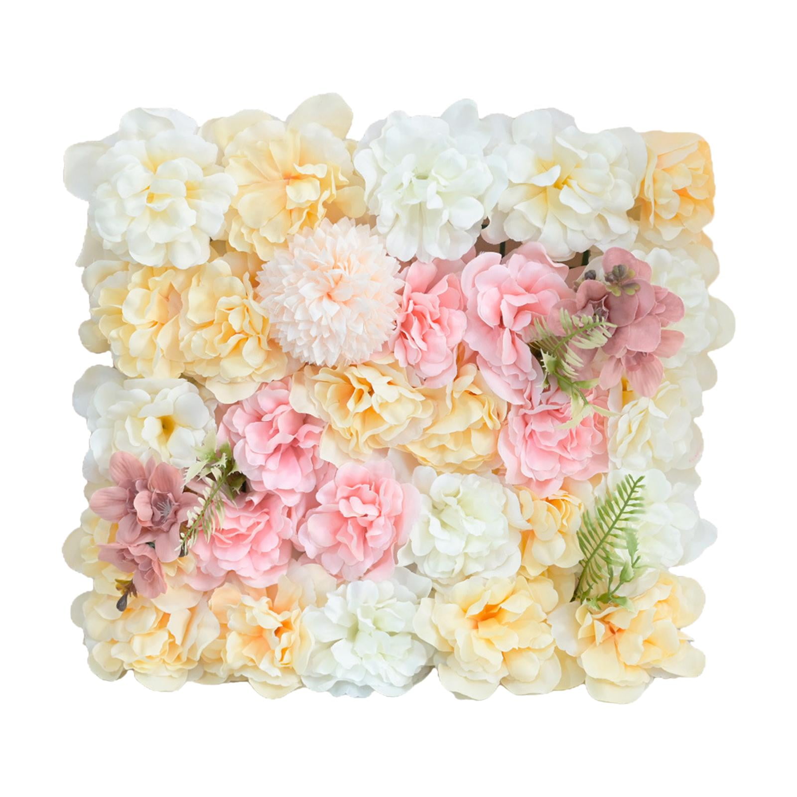 Bothyi - Panel De Pared De Flores Artificiales De 38x38cm, Rosa De Seda Para Decoración De Boda, Color Amarillo