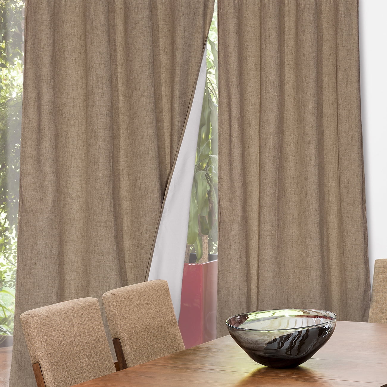 Masel - Set 2 Cortinas Black Out Lino Beige