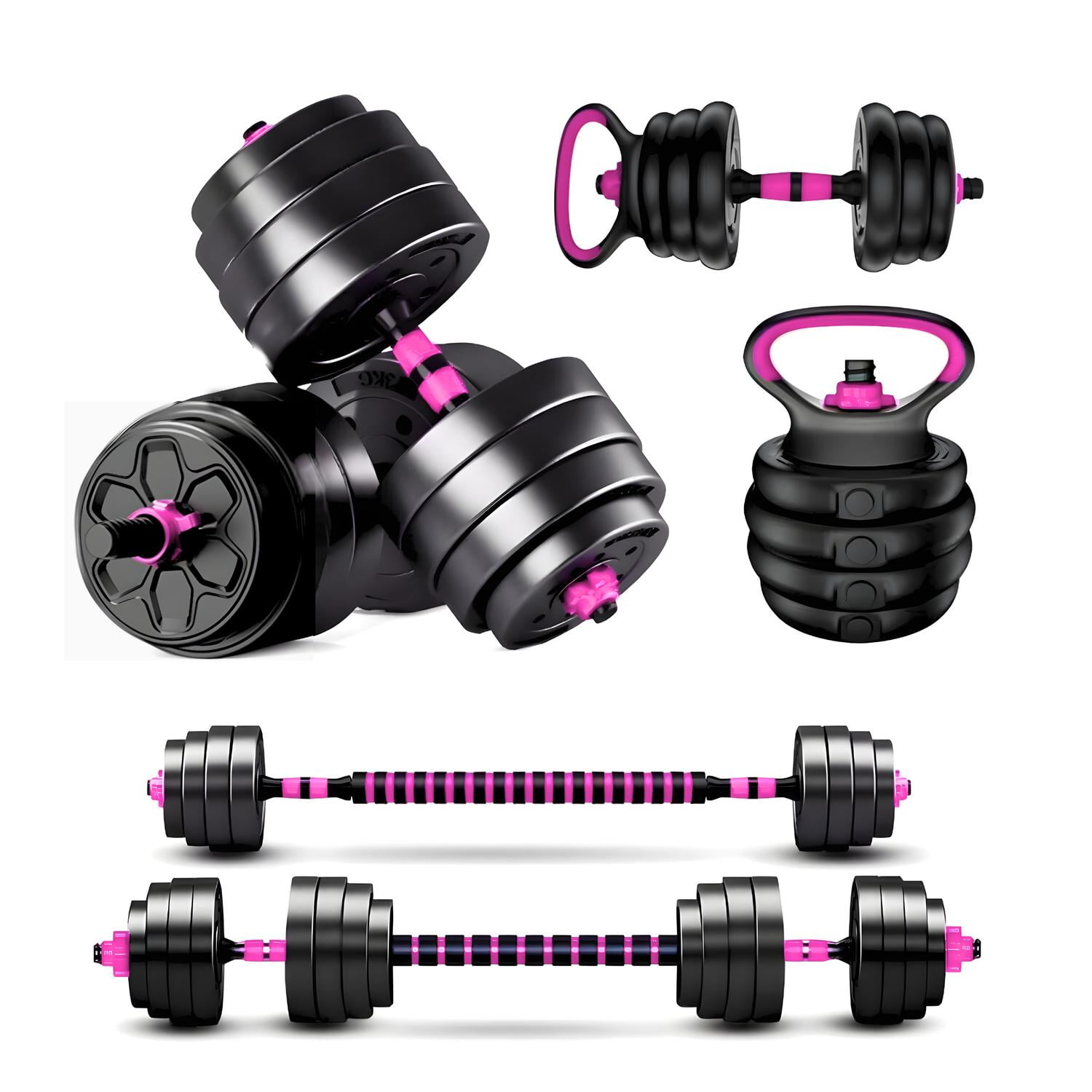 Yep - Set Mancuernas Barra Ajustables 20 Kg 3 En 1 Rosa