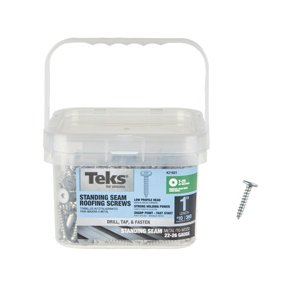 Tornillos TEKS #10 x 1, 360 uds, para techo de costura vertical