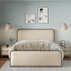 thumbnail image 2 of Modern Metal Bed Frame with Curved Upholstered Headboard and Footboard Bed with Under Bed Storage, Heavy Duty Metal Slats, King Size, Beige, 2 of 3