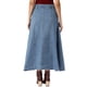 thumbnail image 3 of INSPIRE CHIC Falda Maxi Casual de Mezclilla para Mujeres de Cintura Alta con Panel Acampanado Larga en Azul Claro, 3 of 6