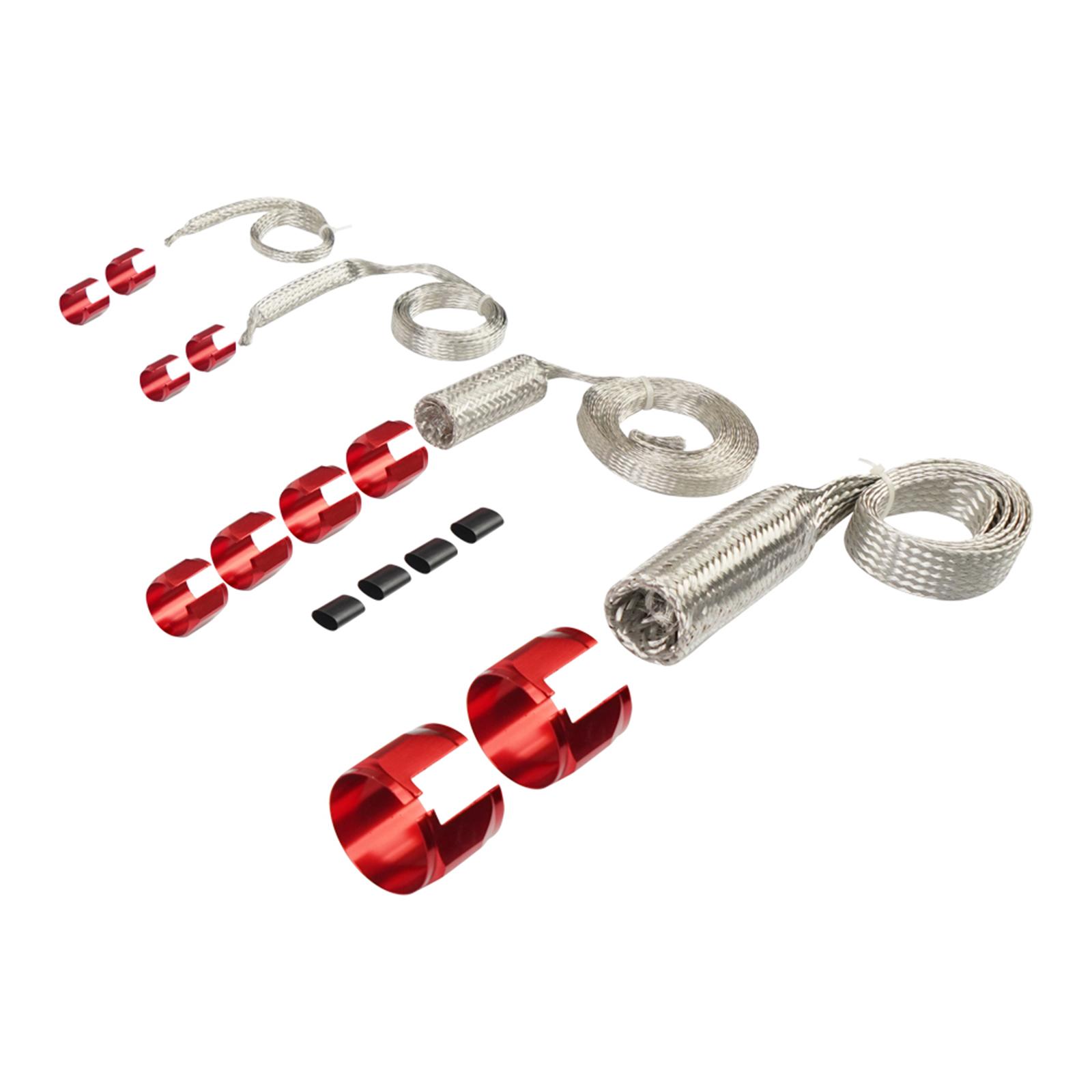 Magideal - 1 Kit Braided Hose Sleeve Flexible Instalación Sencilla Material Aluminio Universal Reemplazo Adecuado Para Vehículos Automóviles Garajes Uso Personal Rojo