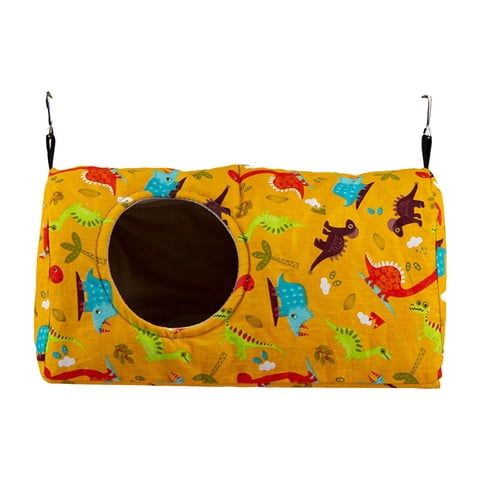 Ioensy - Bird House Nest Hut Periquitos Lovebirds Juguete Loros Jaula Colgante Hamaca Cama Amarillo 31X15X15Cm