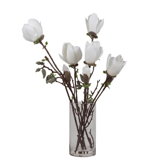 Flor Magnolias Decorativa Florero 52 cm