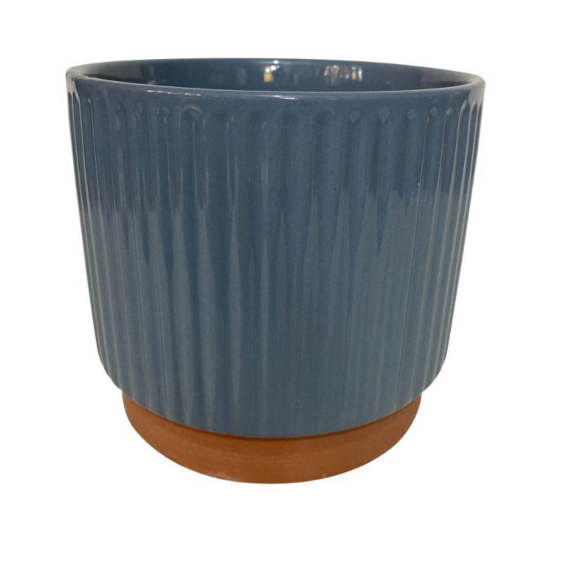 Decogreen - Macetero Cilindro Enlozado Azul 17X15 Cm