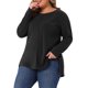 thumbnail image 4 of Agnes Orinda Conjuntos de Halloween Camisetas de Mujer Tallas Grandes Costuras Expuestas Abertura Lateral Dobladillo Alto Bajo Blusas Cuello Redondo Manga Larga Camiseta Casual 4X Negro, 4 of 6