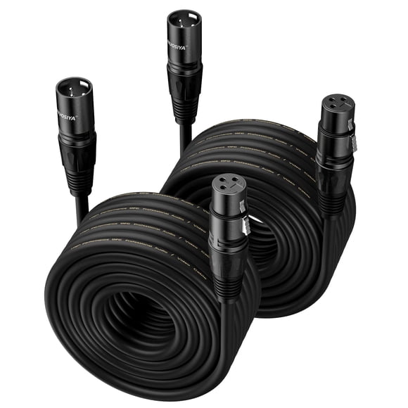 Cable XLR NUOSIYA de 15 m, 2 paquetes de cables de micrófono macho a hembra