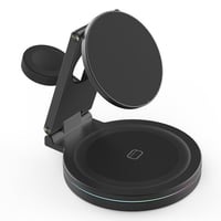 Genérico - 3 En 1 Magnético 360 Grado Autorotation Rápido Cargador Inalámbrico Para Iphone Iwatch Airpods Estación De Carga Dock-Negro