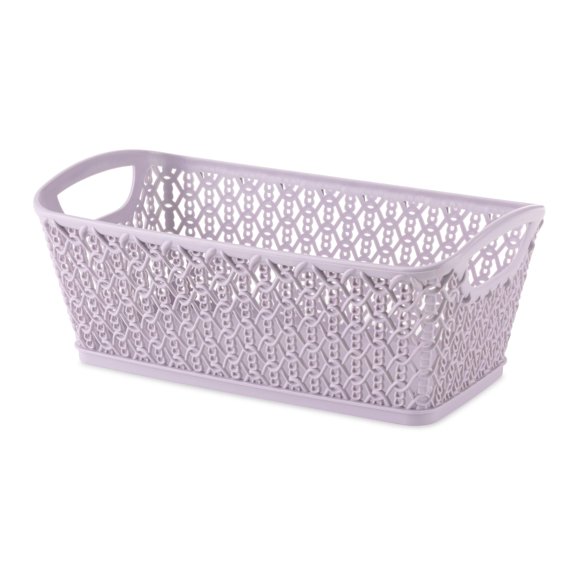 Whitmor Bolsa Tote Rectangular de Resina, con Diseño de Punto de Cadena, Lila, Elegante y Duradera para Uso Diario, Compras y Organización, Pack de 6