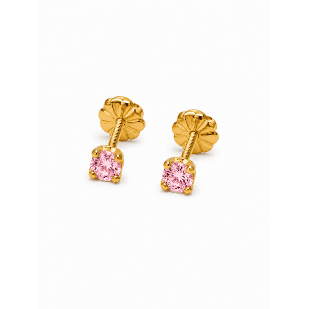 Aros Chispas Circón 5mm No1 Oro 18k 1gr Regalo Mujer