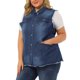 thumbnail image 4 of Chaleco de Mezclilla sin Mangas con Dobladillo Crudo para Mujer de Talla Grande de Agnes Orinda, Chaqueta de Moda 2X Azul Oscuro, 4 of 7