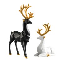 Bothyi - Estatuas De Renos Estatuilla Escritorio Esculturas De Ciervos Decoración Del Coche Pie Negro S