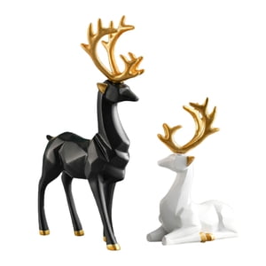 Bothyi - Estatuas De Renos Estatuilla Escritorio Esculturas De Ciervos Decoración Del Coche Pie Negro S