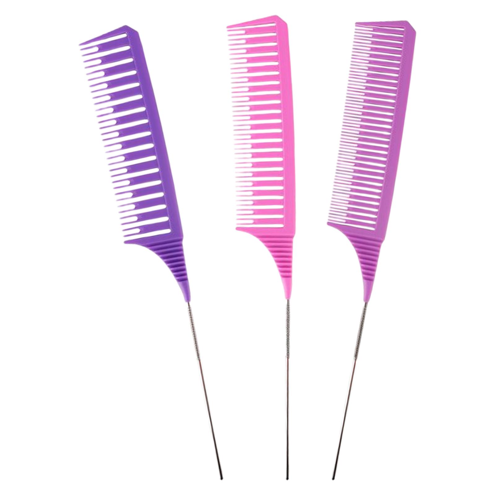 Magideal - 3 Piezas De S De Cola Puntiaguda Para Teñir, S Multifunción Para Peinar De Peluquería Para Estilistas Para Teñir El Cabello Para Niños , Rosa Púrpura