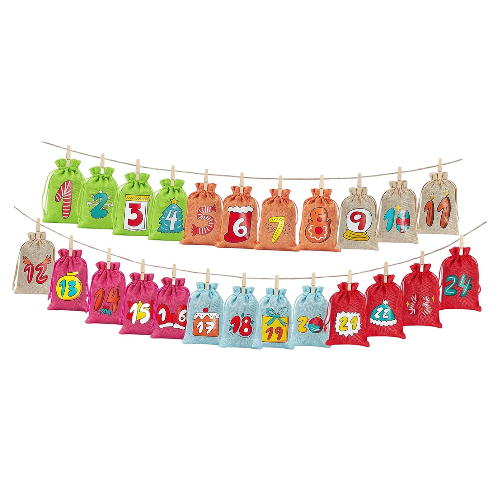Gazechimp - 24 Bolsas Reutilizables Para Calendario De Adviento Navideño, Para Decorar Fiestas, De Arpillera, Multicolor