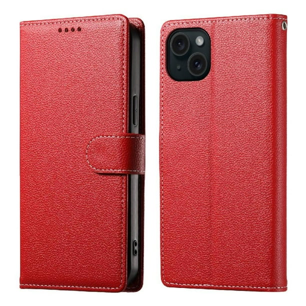 Funda Para Iphone 15 Plus – Cuero Premium, 3 Ranuras Para Tarjetas, Protección Contra Impactos