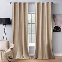 Cortinas Miulee Blackout Velvet, 2 Paneles, 132 X 274 Cm, Color Camel Beige