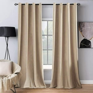 Cortinas Miulee Blackout Velvet, 2 Paneles, 132 X 274 Cm, Color Camel Beige