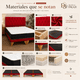 thumbnail image 5 of Cama 2 Plazas Colchón Hibrido Bonell Box Respaldo Capitone Felpa Rojo, 5 of 10