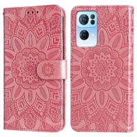 Funda Tipo Cartera Foxdock Para Oppo Reno 7 Pro 5G , Diseño Girasol En Relieve, Cuero Pu, Cierre Magnético, Soporte Y Tarjetero
