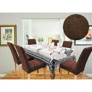 Genérico - Pack De 6 Fundas Cubre Sillas De Comedor Flores Café