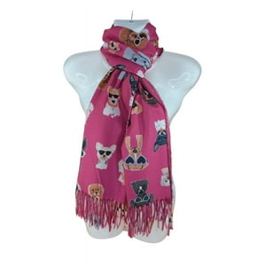 Nh - Bufanda, Pañuelo, Diseño De Estampado De Perritos Color Fucsia
