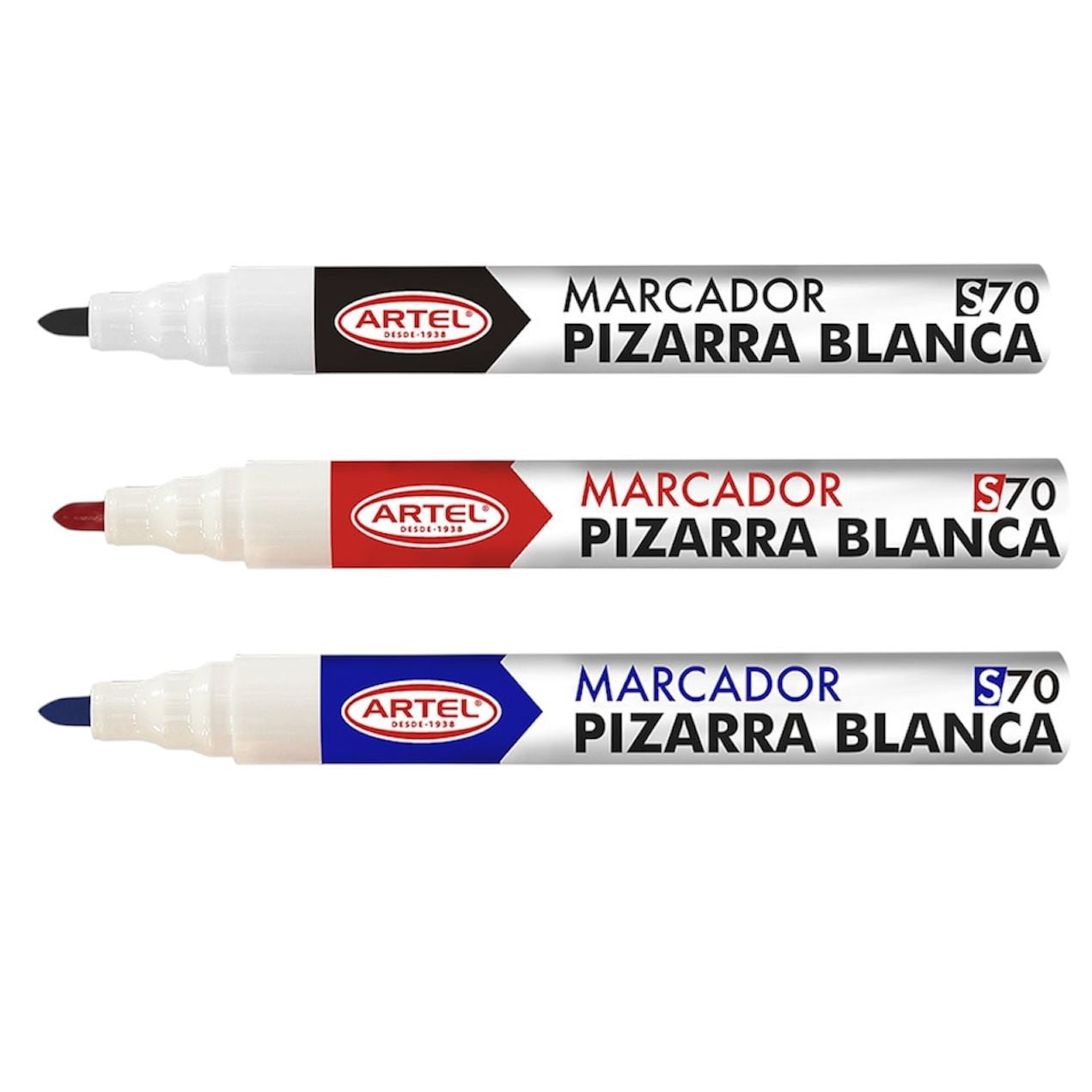 Artel - Pack De 3 Plumón Marcador De Pizarra Negro/azul/rojo