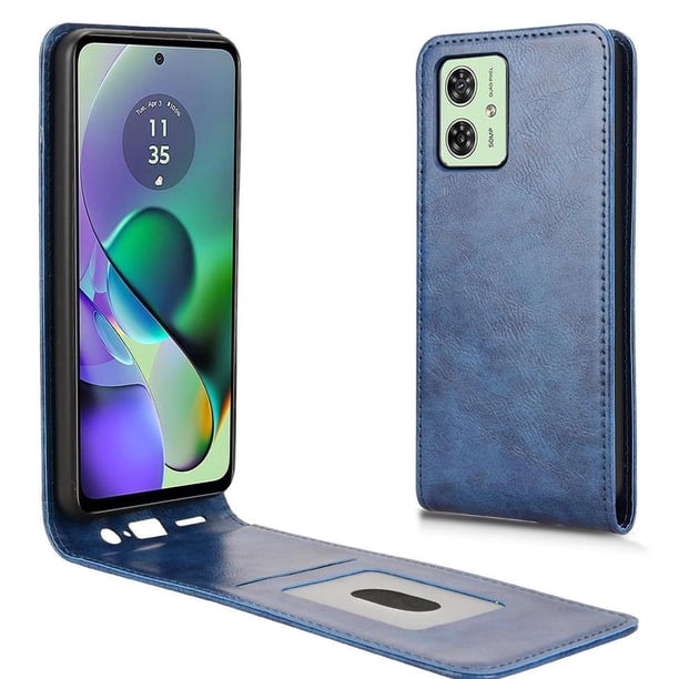 Funda tipo folio para Motorola Moto G54 5G con soporte magnético y protección para la cámara Azul