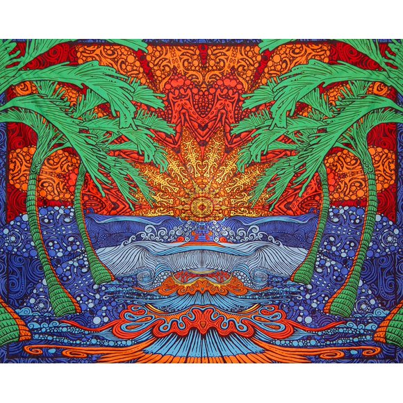 Tapiz Sunshine Joy 216x254 cm Ola Tropical de Surf