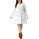 thumbnail image 2 of Vestido Babydoll de Cuello Redondo para Mujer de Talla Grande Agnes Orinda con Decoración de Botones, Manga Larga, Suave y Casual para Otoño con Bolsillo 5X Blanco, 2 of 6