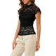 thumbnail image 4 of Blusa Semitransparente de Manga Corta con Cuello Alto y Espalda con Abertura para Mujer INSPIRE CHIC M Negro, 4 of 7