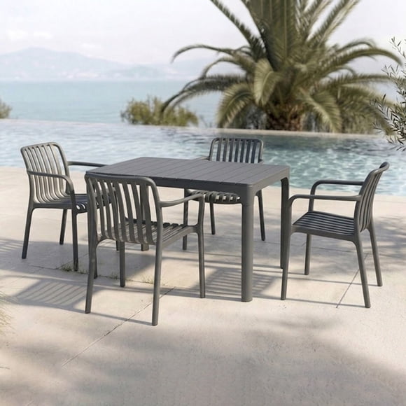 Pack 4 Sillas Terraza con Apoyabrazo Stripes Grafito 54x58x80cm