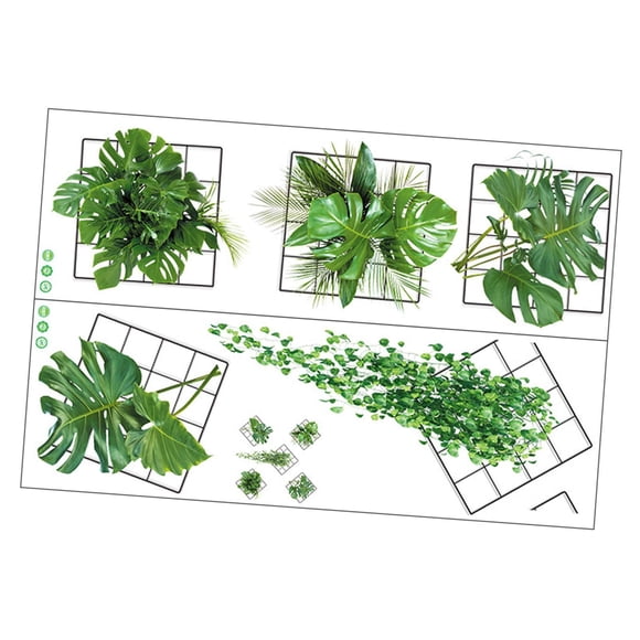 2x 3D Plantas Vívidas Rejilla Calcomanías De Pared PVC Para Decoración De Pared Sala De Estar Estilo A