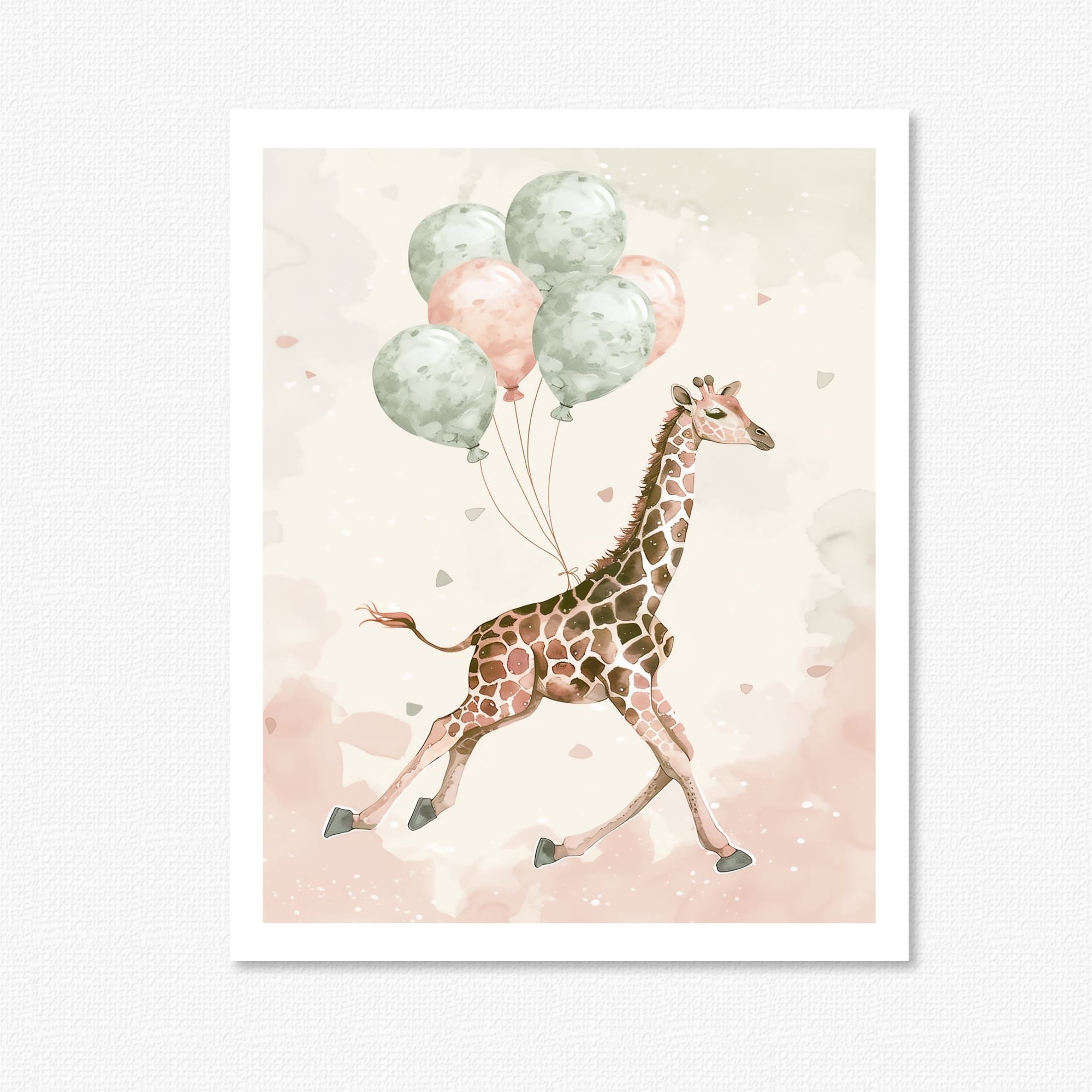 The Cuadritos - Cuadro Decorativo 35x45 Habitación Infantil Jirafa Con Globos